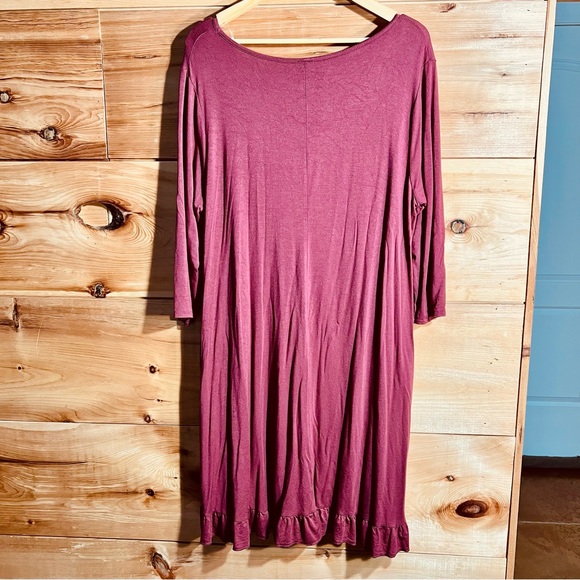 Alison Grace Dusty Rose Ruffled Sheath 3/4 Sleeve Midi Dress Cottagecore USA - Picture 8 of 8